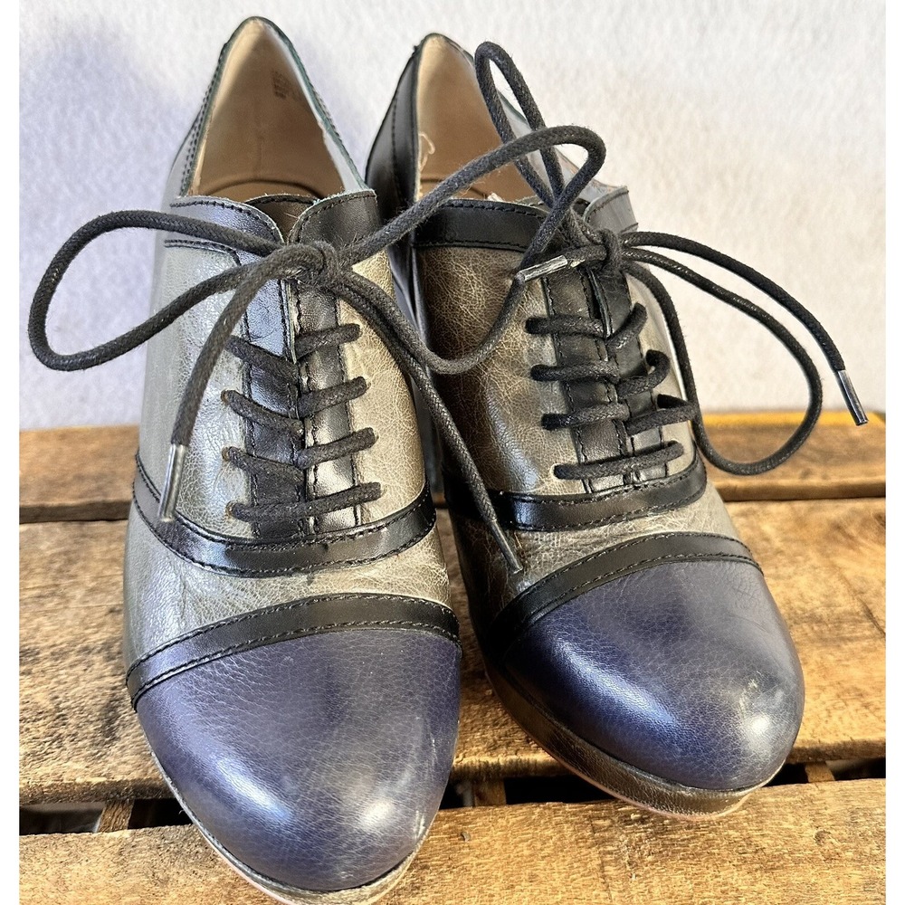 Hinge Rockabilly Heels Shoes Retro Women's 8.5 Gray & Blue Cosplay - Picture 6 of 7